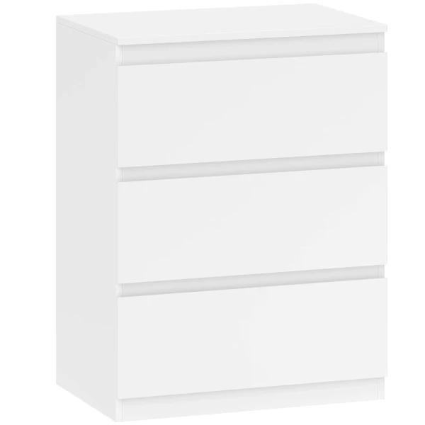 Dressoir Met 3 Lades, Voor Woonkamer, Slaapkamer, Gang, Spaanplaat, Wit