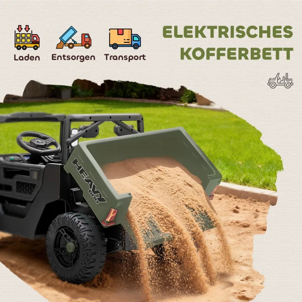 Elektrisch Voertuig, 2 Motoren, Kofferbak, UTV ontwerp, Muziekfunctie, Groen