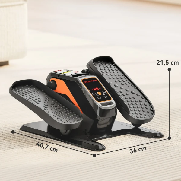 Elektrische Elliptische Trainer, Pedaalapparaat Met 12 Aanpasbare Snelheden, Draagbaar, Lichtgewicht, Afstandsbediening, LED Monitor, Staal, Kunststof, Zwart