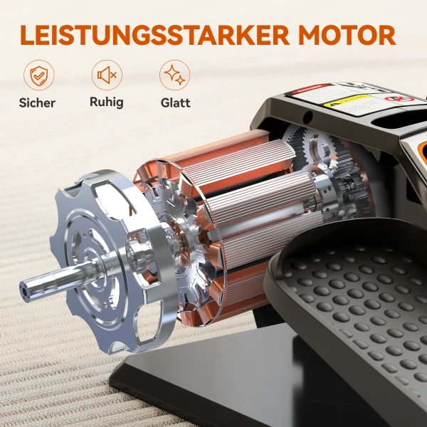 Elektrische Elliptische Trainer, Pedaalapparaat Met 12 Aanpasbare Snelheden, Draagbaar, Lichtgewicht, Afstandsbediening, LED Monitor, Staal, Kunststof, Zwart