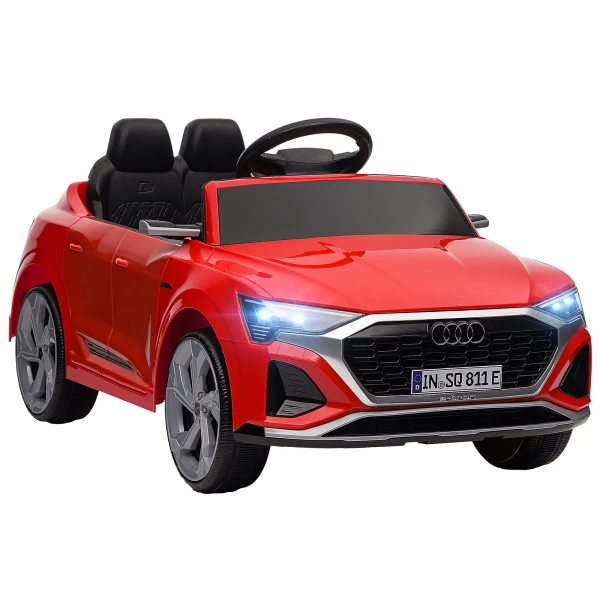 Elektrische Kinderauto, 12V Audi Q8, 3 5 Km/u, Afstandsbediening, Koplampen, Muziek, Rood