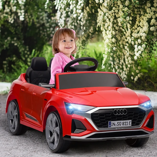 Elektrische Kinderauto, 12V Audi Q8, 3 5 Km/u, Afstandsbediening, Koplampen, Muziek, Rood