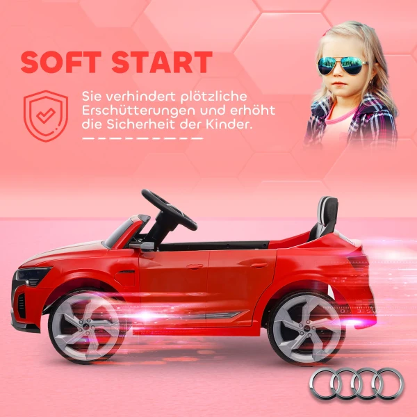 Elektrische Kinderauto, 12V Audi Q8, 3 5 Km/u, Afstandsbediening, Koplampen, Muziek, Rood