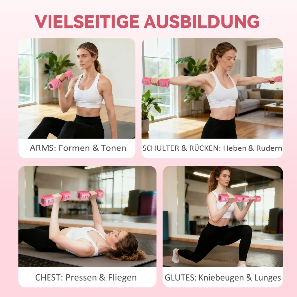 Halterset, Verstelbaar Gewicht, Vierkante Vorm, Veelzijdig, Metalen Kern, Rood