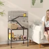 Hamsterkooi, Klein Dierenverblijf Met 3 Niveaus, Looprad, Hut, Platforms, Hellingen, Voerbak, Waterfles, Accessoires, Staal, Kunststof, Zwart