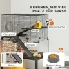 Hamsterkooi, Klein Dierenverblijf Met 3 Niveaus, Looprad, Hut, Platforms, Hellingen, Voerbak, Waterfles, Accessoires, Staal, Kunststof, Zwart