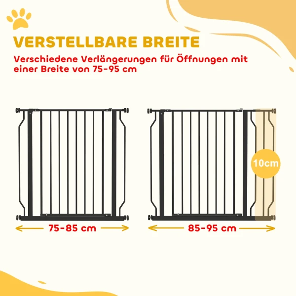 Honden Afsperraster, Klembevestiging, Verstelbare Lengte, Staal/ABS, 75 95 X 76cm, Zwart