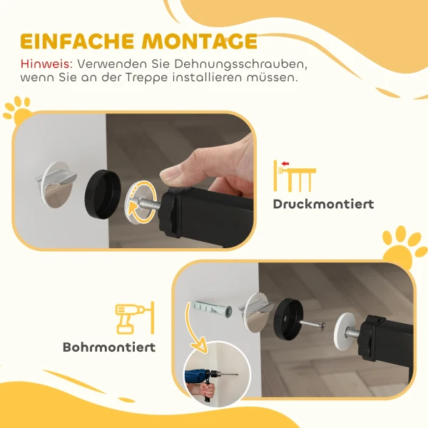 Honden Afsperraster, Klembevestiging, Verstelbare Lengte, Staal/ABS, 75 95 X 76cm, Zwart