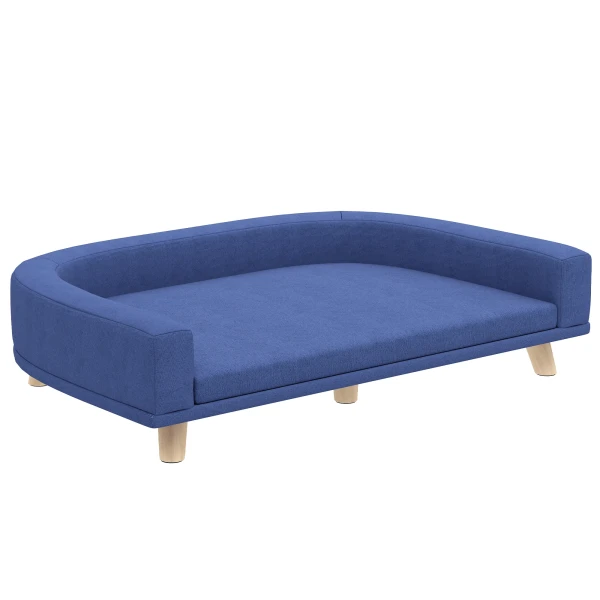 Hondenbed Hondensofa Huisdiersofa, Eucalyptushout, 98 X 67 X 25 Cm, Blauw