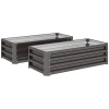 Hoogbed Metaal 2 delig Set, Open Bodem, Voor Tuin Balkon, 110x50x30cm, Donkergrijs