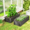 Hoogbed Metaal 2 delig Set, Open Bodem, Voor Tuin Balkon, 110x50x30cm, Donkergrijs