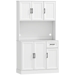 Keukenkast, 180,5 Cm, Voorraadkast, Werkblad, Kabelgat, Verstelbare Planken, MDF, Wit