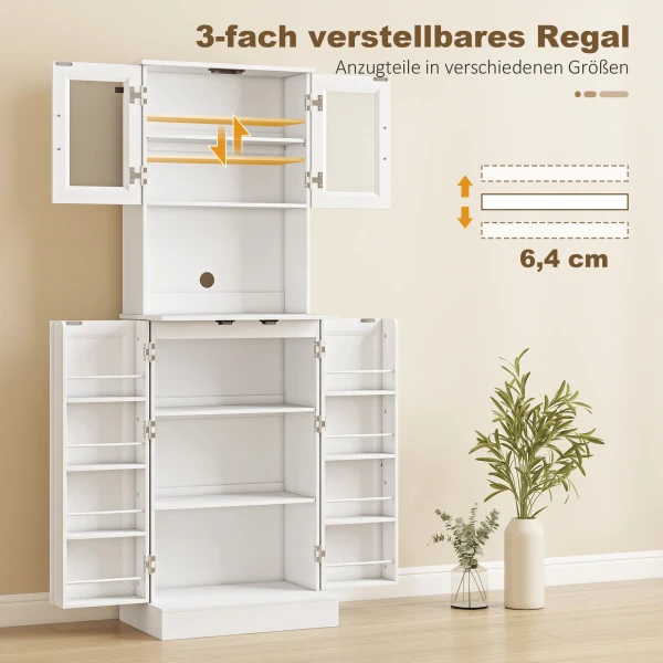 Keukenkast, Verstelbaar Rek, Werkblad, Acryldeuren, Kabelgat, Voor Woonkamer, Keuken, Eetkamer, MDF, Wit