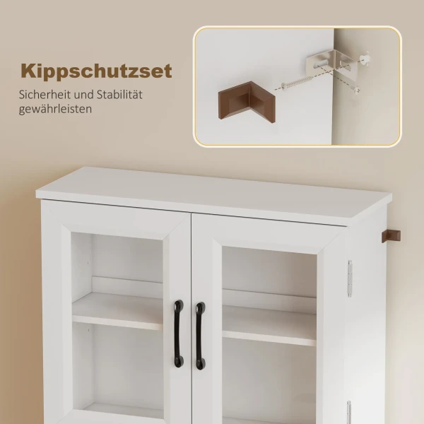 Keukenkast, Verstelbaar Rek, Werkblad, Acryldeuren, Kabelgat, Voor Woonkamer, Keuken, Eetkamer, MDF, Wit