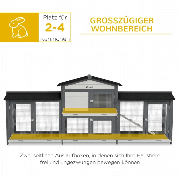 Klein Dierenhok Met Ren Inclusief Helling, Asfaltdak, Dennenhout, Grijs