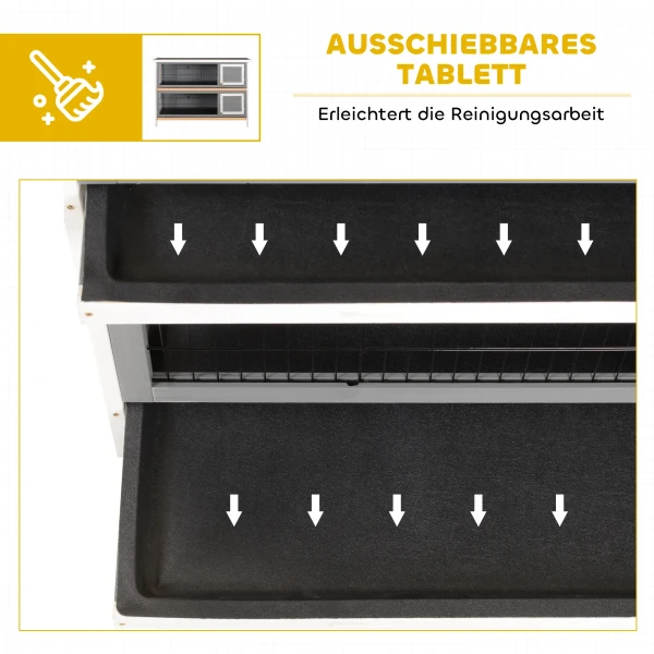 Klein Dierenhok Voor Cavia's En Dwergkonijnen, Dubbeldeks, Hout, Grijs