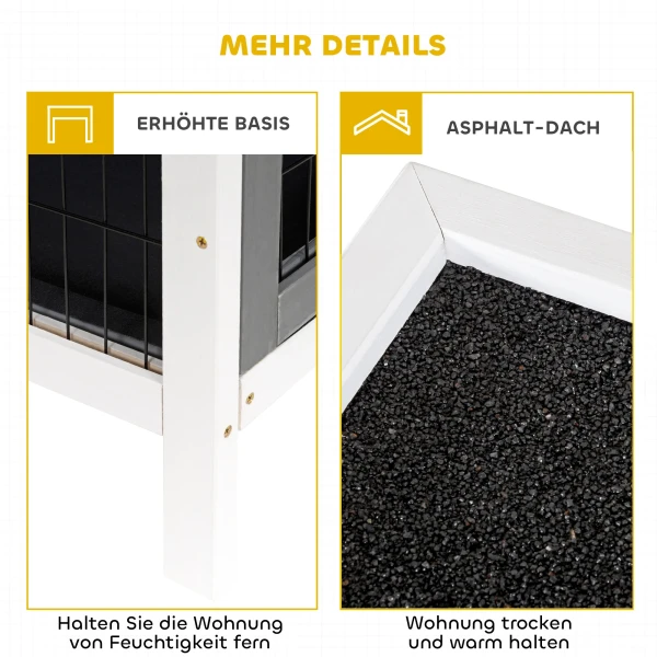 Klein Dierenhok Voor Cavia's En Dwergkonijnen, Dubbeldeks, Hout, Grijs