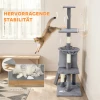 Krabpaal Kattenboom Met Hol, 4 Speelgoed, Sisal Stammen, Groot Platform, Trap, Voor Katten Onder 5 Kg, Grijs