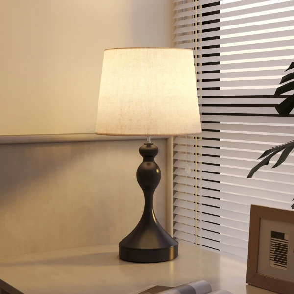 LED Tafellamp Met 3 Kleurtemperaturen, Nachtkastlamp Met USB A+C Laadpoorten, Linnen Scherm, Zwart