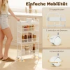 Metalen Keukenwagen, 3 Manden, Slank Ontwerp, 4 Wielen, Voor Keuken, Woonkamer, Badkamer, Wit