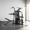 Multifunctioneel Trainingsstation, Thuisfitness Machine Voor Meer Dan 10 Oefeningen, Gewichten, Aanpasbare Fitnessbank, Zwart