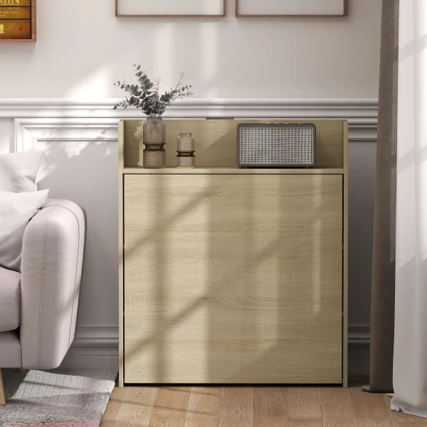 Opklapbare Eettafel Met Plank, Industrieel Ontwerp, Ruimtebesparend, Voor Kleine Ruimtes, 78,5 X 91 X 93 Cm, Eiken