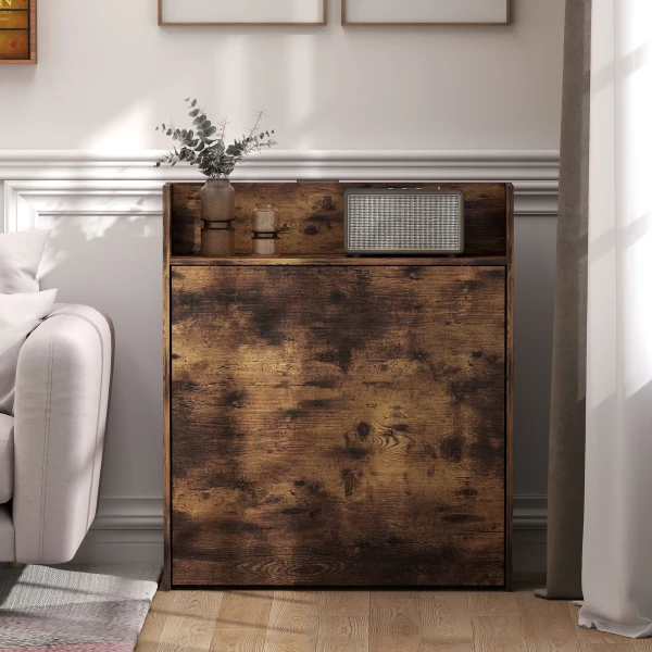 Opklapbare Eettafel Met Plank, Industrieel Ontwerp, Ruimtebesparend, Voor Kleine Ruimtes, 80x90x93cm, Rustiek Bruin