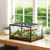 Reptielen Terrarium, 86 Liter Vivarium Met Schuifdeur, Afsluitbaar, Voor Hagedissen, Insecten, Spinnen, Gekko's, 60 X 45 X 32 Cm, Zwart