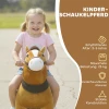Rijdend Paard Voor Kinderen, Stoffen Bekleding, Stabiel Frame, Zachte Wielen, Schommelpaard, 3 5 Jaar, Donkerbruin