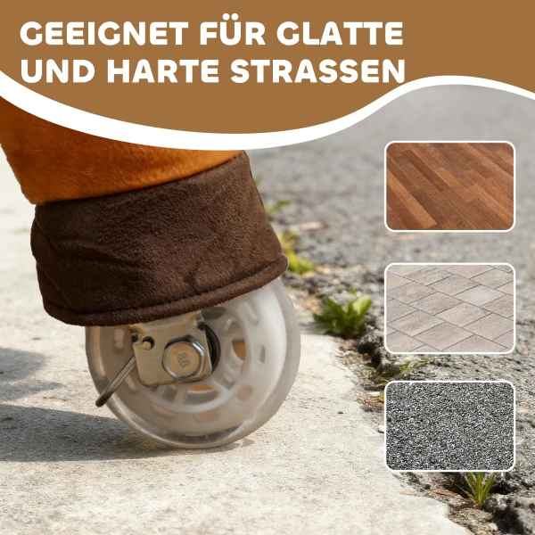 Rijdend Paard Voor Kinderen, Stoffen Bekleding, Stabiel Frame, Zachte Wielen, Schommelpaard, 3 5 Jaar, Donkerbruin