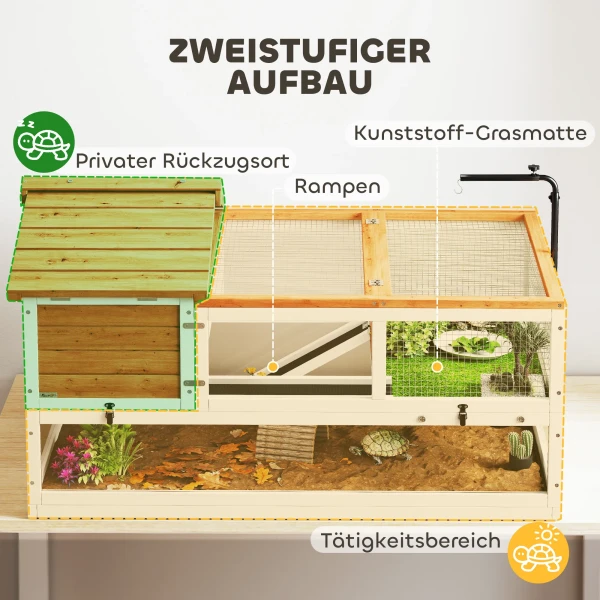 Schildpaddenverblijf, 2 niveau Omheining, Lampenhouder, Kleindierkooi, Oranje