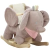 Schommeldier, Olifant schommel, Interactieve Dierengeluiden, Houten Frame, Voor Kinderen 1,5 3 Jaar, 65 X 35 X 50 Cm, Bruin