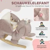 Schommeldier, Olifant schommel, Interactieve Dierengeluiden, Houten Frame, Voor Kinderen 1,5 3 Jaar, 65 X 35 X 50 Cm, Bruin