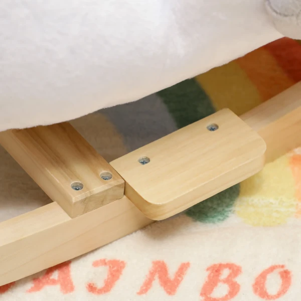 Schommeldier, Zwaan schommel Met Slaapliedje, Zachte Vulling, Houten Frame, Voor Kinderen 1,5 3 Jaar, 65x40x68 Cm, Wit