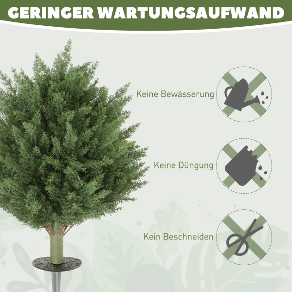 Set Van 2 Kunstmatige Planten, UV bestendige Kunstplant Cypres Met 387 Bladeren En Grondpen, Ø40 X 60H Cm, Groen