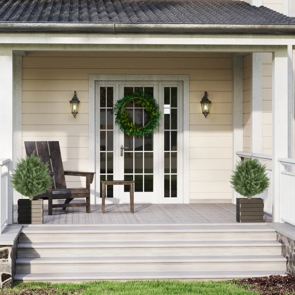 Set Van 2 Kunstmatige Planten, UV bestendige Kunstplant Cypres Met 387 Bladeren En Grondpen, Ø40 X 60H Cm, Groen