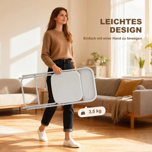 Set Van 6 Klapstoelen, Opvouwbare Stoelen Met Afvoergaten, Stalen Frame, Veelzijdig Inzetbaar, Wit