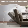 Slaapbank, Logeerbed, 3 voudig Verstelbare Rugleuning, Koordlook, Tot 120 Kg, 141 X 90 X 81 Cm, Donkerbruin