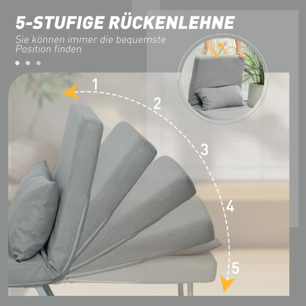 Slaapstoel, Gestoffeerde Stoel, Om Te Zetten Naar Gastenbed, Ergonomisch, Lichtgrijs