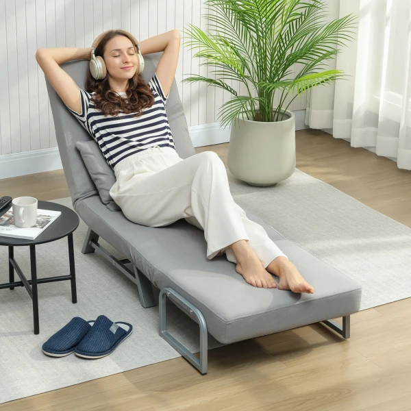 Slaapstoel, Gestoffeerde Stoel, Om Te Zetten Naar Gastenbed, Ergonomisch, Lichtgrijs
