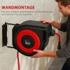 Slanghaspel Met Intrekmechanisme, 16,5 M Lange Slang, Wandmontage, Rood+Zwart