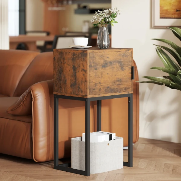 Smalle Consoletafel, Kast, Industrieel Ontwerp, Woonkamer Gang, 40x30x76cm, Rustiek Bruin