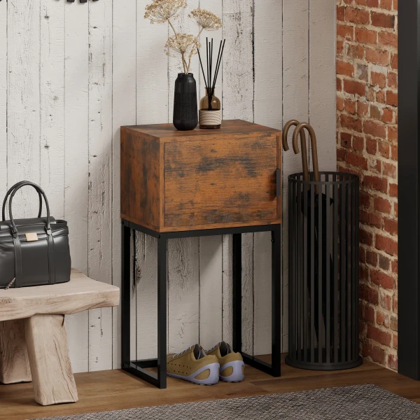 Smalle Consoletafel, Kast, Industrieel Ontwerp, Woonkamer Gang, 40x30x76cm, Rustiek Bruin