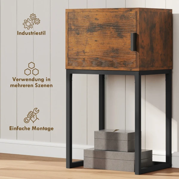 Smalle Consoletafel, Kast, Industrieel Ontwerp, Woonkamer Gang, 40x30x76cm, Rustiek Bruin