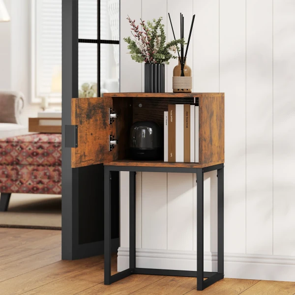 Smalle Consoletafel, Kast, Industrieel Ontwerp, Woonkamer Gang, 40x30x76cm, Rustiek Bruin