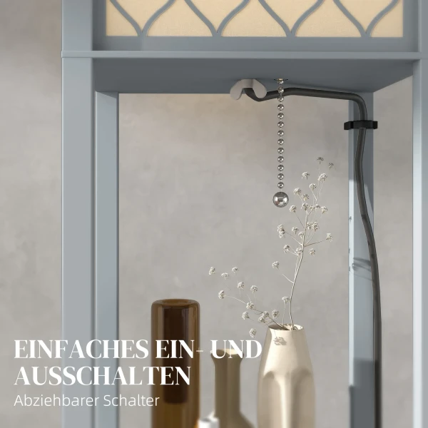 Staande Lamp Met Plank, 3 Vakken, Compacte Afmetingen, MDF, Lichtgrijs