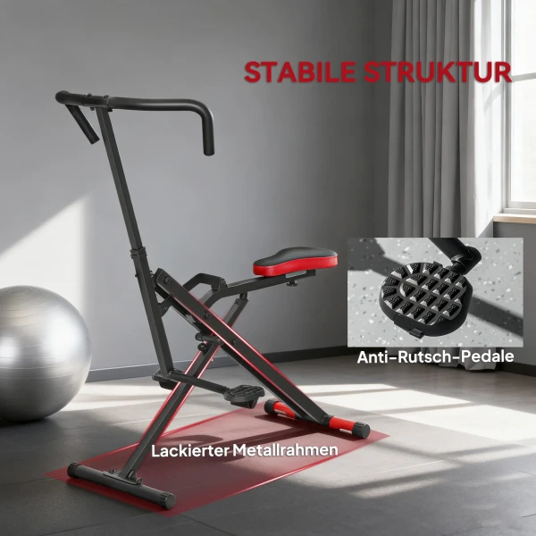 Trainingsmachine, Verstelbaar, Metalen Buizen, Pedalen, Inklapbaar, Rood