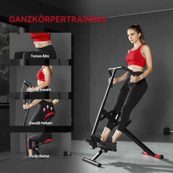 Trainingsmachine, Verstelbaar, Metalen Buizen, Pedalen, Inklapbaar, Rood