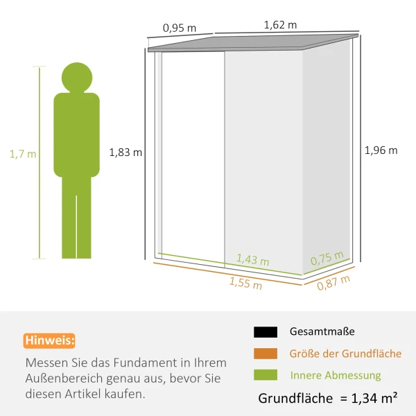 Tuinschuur Gereedschapsschuur, Afsluitbare Deur, Weerbestendig, 161,5 Cm X 94,5 Cm X 196 Cm, Zwart