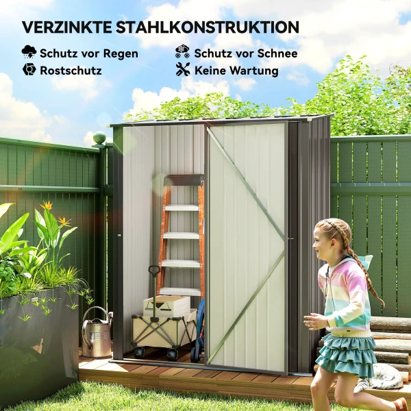 Tuinschuur Gereedschapsschuur, Afsluitbare Deur, Weerbestendig, 161,5 Cm X 94,5 Cm X 196 Cm, Zwart